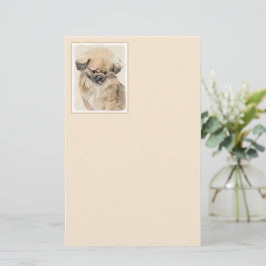 Pekingese schildering - Kute Original Dog Art (Staand voorkant)