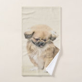 Pekingese schildering - Kute Original Dog Art Bad Handdoek (Handdoek)