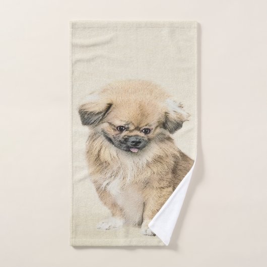 Pekingese schildering - Kute Original Dog Art Bad Handdoek (Handdoek)