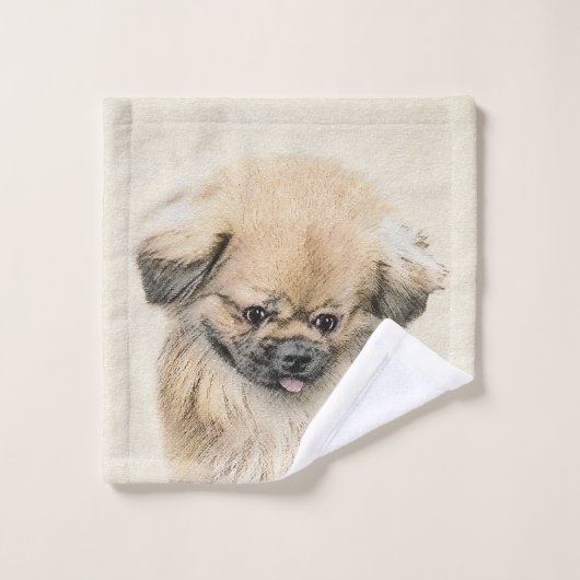 Pekingese schildering - Kute Original Dog Art Bad Handdoek (Wasdoekje)