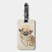 Pekingese schildering - Kute Original Dog Art Bagagelabel (Achterkant verticaal)