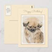 Pekingese schildering - Kute Original Dog Art Briefkaart (Voorkant / Achterkant)