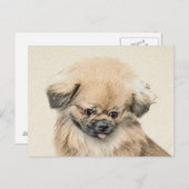 Pekingese schildering - Kute Original Dog Art Briefkaart (Voorkant / Achterkant)