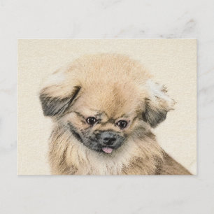 Pekingese schildering - Kute Original Dog Art Briefkaart