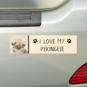 Pekingese schildering - Kute Original Dog Art Bumpersticker (Op auto)