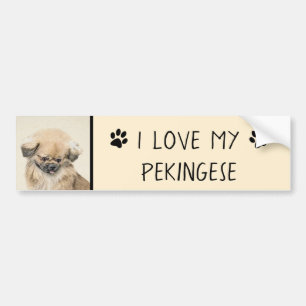 Pekingese schildering - Kute Original Dog Art Bumpersticker