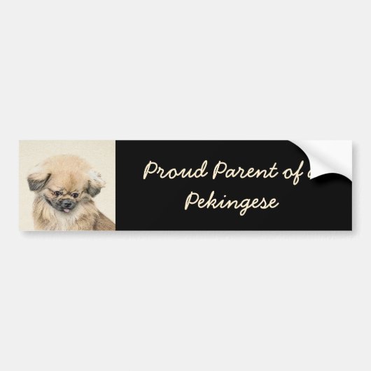 Pekingese schildering - Kute Original Dog Art Bumpersticker (Voorkant)