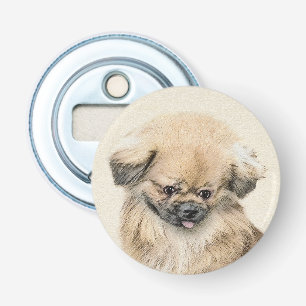 Pekingese schildering - Kute Original Dog Art Button Flesopener