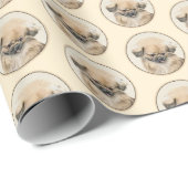Pekingese schildering - Kute Original Dog Art Cadeaupapier (Rol Hoek)