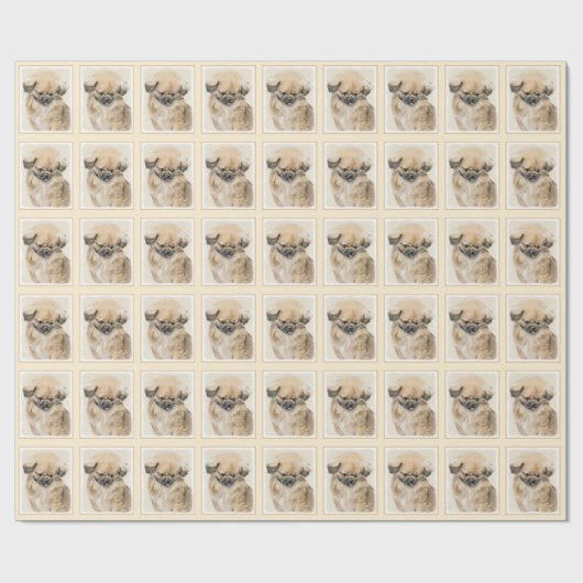 Pekingese schildering - Kute Original Dog Art Cadeaupapier (Vlak)