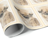 Pekingese schildering - Kute Original Dog Art Cadeaupapier (Rol Hoek)