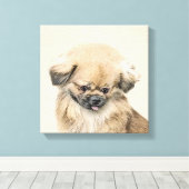 Pekingese schildering - Kute Original Dog Art Canvas Afdruk (Insitu (Houten vloer))
