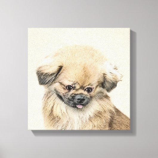 Pekingese schildering - Kute Original Dog Art Canvas Afdruk (Voorkant)