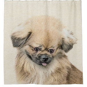 Pekingese schildering - Kute Original Dog Art Douchegordijn