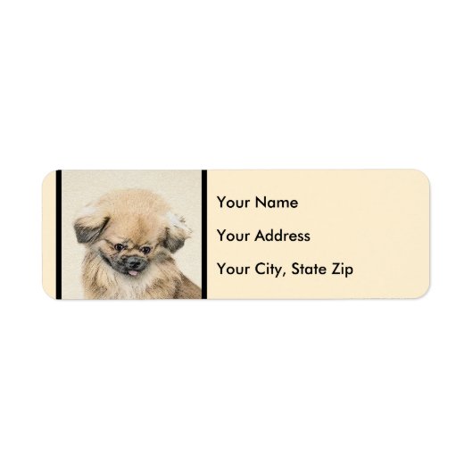 Pekingese schildering - Kute Original Dog Art Etiket (Voorkant)