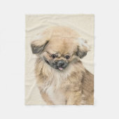 Pekingese schildering - Kute Original Dog Art Fleece Deken (Voorkant)