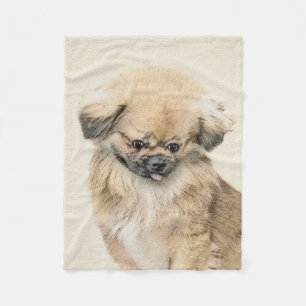 Pekingese schildering - Kute Original Dog Art Fleece Deken
