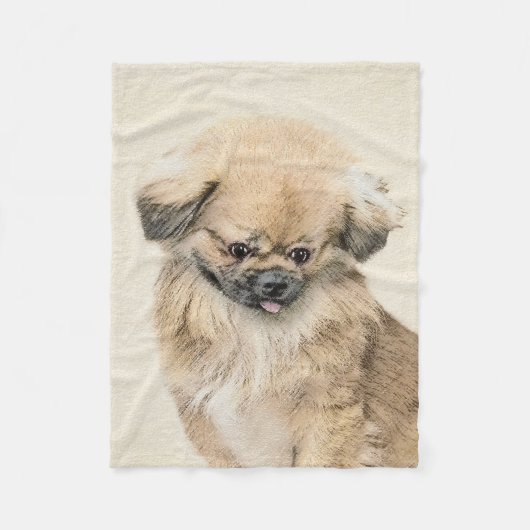 Pekingese schildering - Kute Original Dog Art Fleece Deken (Voorkant)