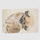 Pekingese schildering - Kute Original Dog Art Golfhanddoek (Horizontaal)