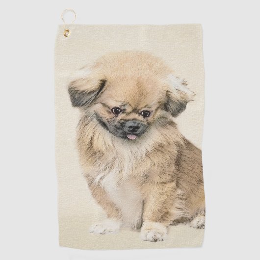 Pekingese schildering - Kute Original Dog Art Golfhanddoek (Voorkant)