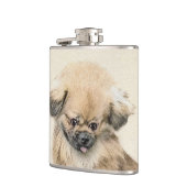 Pekingese schildering - Kute Original Dog Art Heupfles (Links)