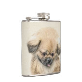 Pekingese schildering - Kute Original Dog Art Heupfles (Rechts)