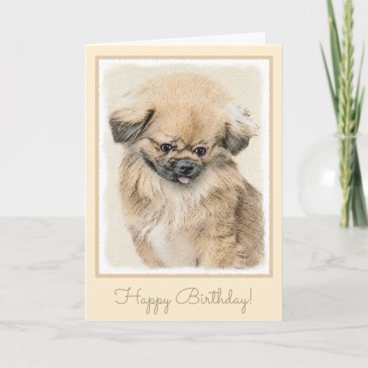 Pekingese schildering - Kute Original Dog Art Kaart (Voorkant)