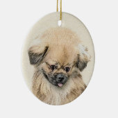 Pekingese schildering - Kute Original Dog Art Keramisch Ornament (Rechts)
