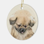 Pekingese schildering - Kute Original Dog Art Keramisch Ornament (Links)