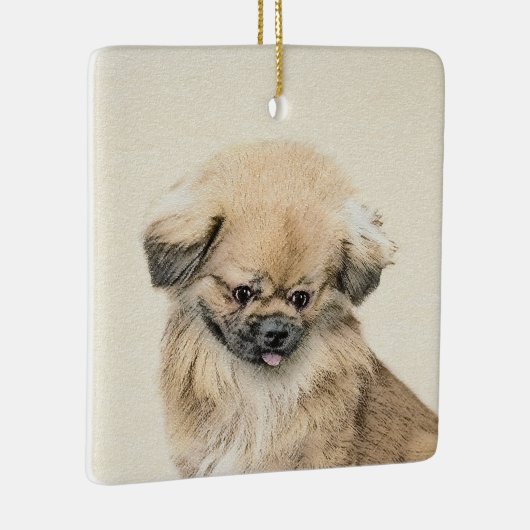 Pekingese schildering - Kute Original Dog Art Keramisch Ornament (Rechts)