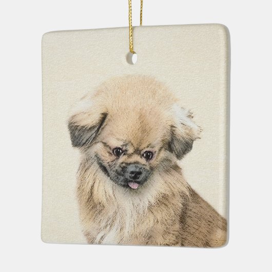 Pekingese schildering - Kute Original Dog Art Keramisch Ornament (Links)