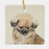 Pekingese schildering - Kute Original Dog Art Keramisch Ornament (Voorkant)