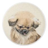 Pekingese schildering - Kute Original Dog Art Keramische Knop (Voorkant)