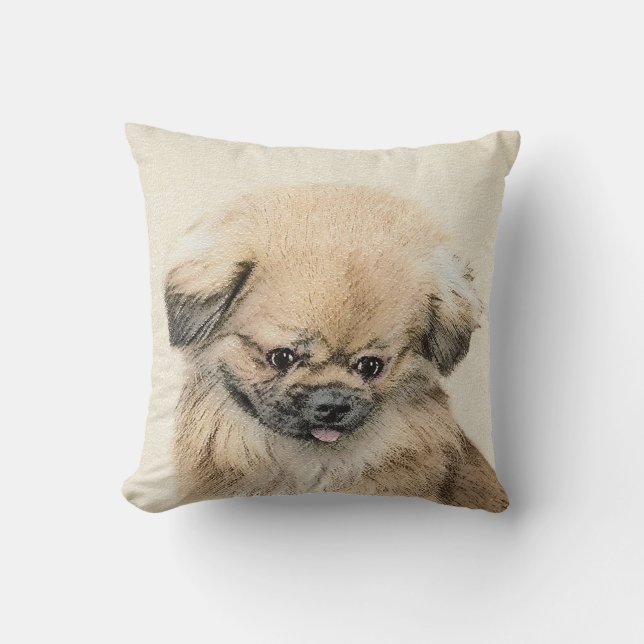 Pekingese schildering - Kute Original Dog Art Kussen (Voorkant)