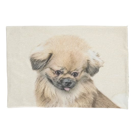 Pekingese schildering - Kute Original Dog Art Kussensloop (Voorkant)
