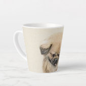 Pekingese schildering - Kute Original Dog Art Latte Mok (Linkerhoek)