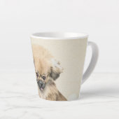 Pekingese schildering - Kute Original Dog Art Latte Mok (Rechterhoek)