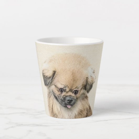 Pekingese schildering - Kute Original Dog Art Latte Mok (Voorkant)