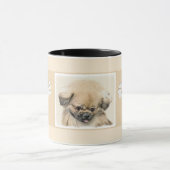 Pekingese schildering - Kute Original Dog Art Mok (Midden)