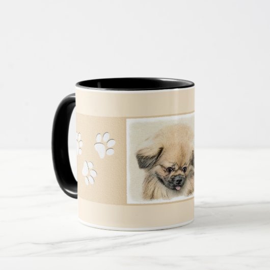 Pekingese schildering - Kute Original Dog Art Mok (Voorkant links)