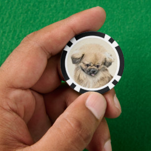 Pekingese schildering - Kute Original Dog Art Poker Chips