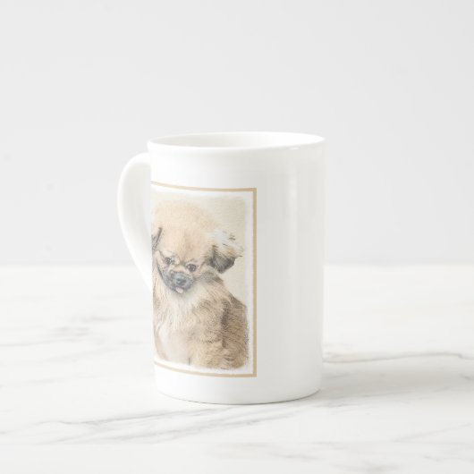 Pekingese schildering - Kute Original Dog Art Porselein Kop (Links)