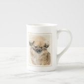 Pekingese schildering - Kute Original Dog Art Porselein Kop (Rechts)
