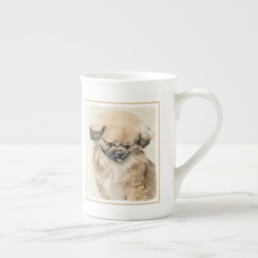 Pekingese schildering - Kute Original Dog Art Porselein Kop (Rechts)