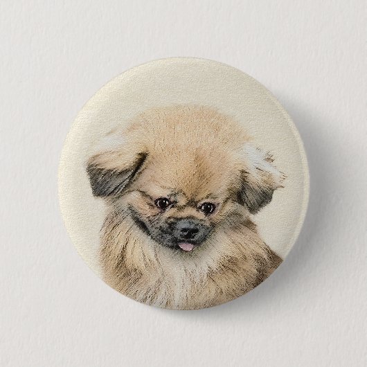 Pekingese schildering - Kute Original Dog Art Ronde Button 5,7 Cm (Voorkant)