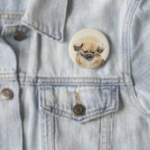 Pekingese schildering - Kute Original Dog Art Ronde Button 5,7 Cm (In situ)