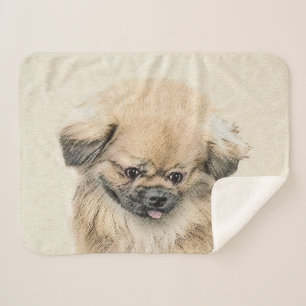 Pekingese schildering - Kute Original Dog Art Sherpa Deken