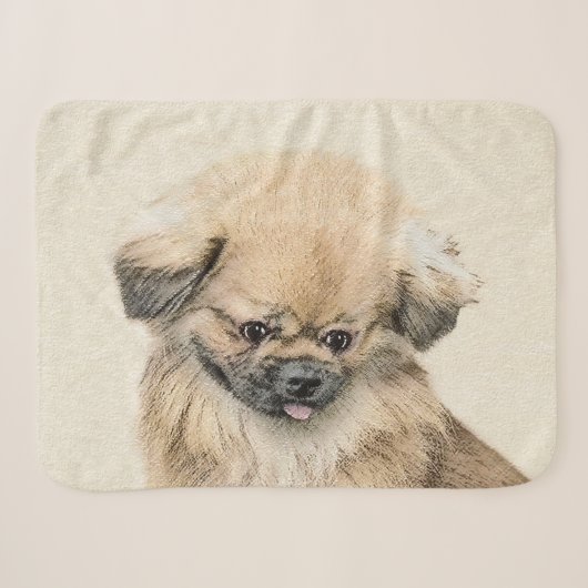Pekingese schildering - Kute Original Dog Art Sherpa Deken (Voorkant (horizontaal))
