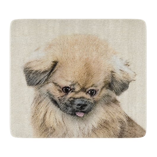 Pekingese schildering - Kute Original Dog Art Snijplank (Voorkant)