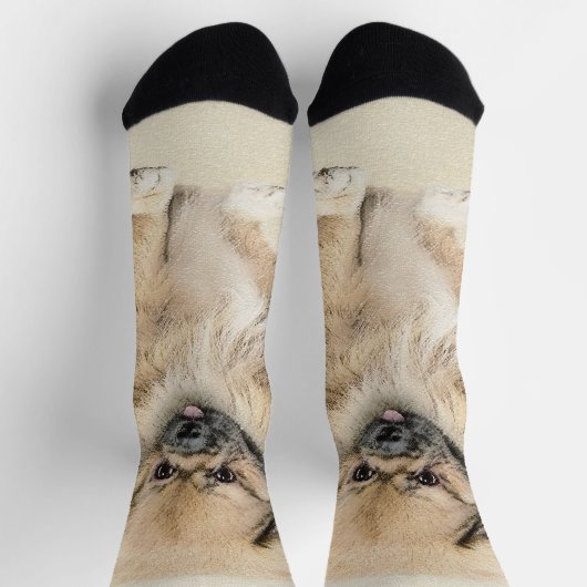 Pekingese schildering - Kute Original Dog Art Sokken (Top)
